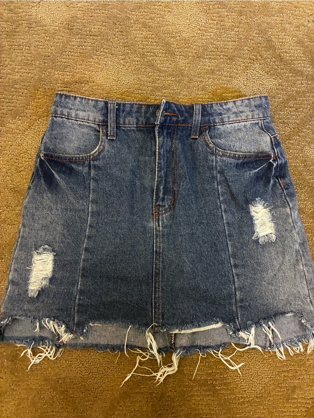 Forever 21 Blue Denim Skirt with Contrast Stitching